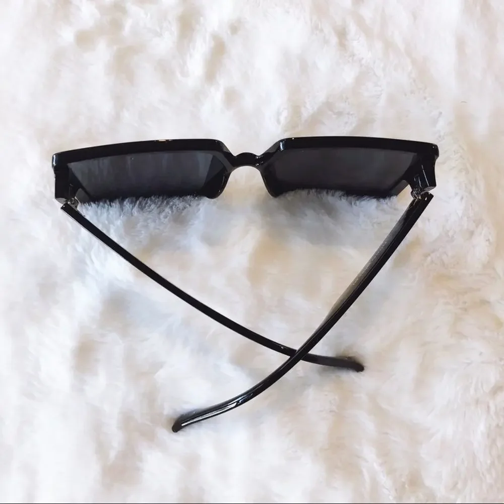 Molly Black Oversized Rectangle Sunglasses